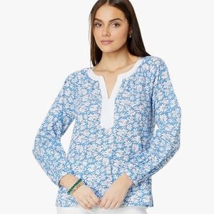 Lilly Pulitzer Blue and White Floral Blouse